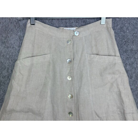 Vintage Moda International Size 8 Beige Khaki Maxi Button Up Skirt 100% Linen - Picture 2 of 7